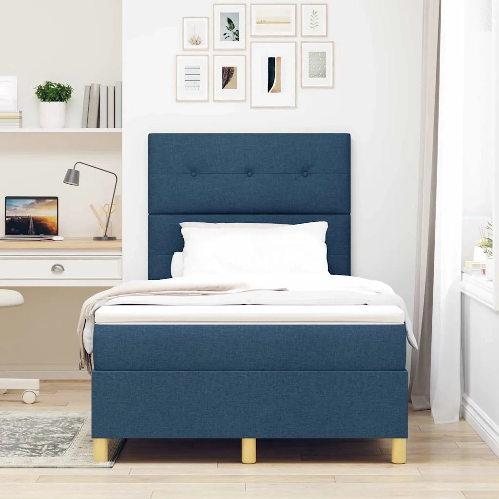 Letto a Sorgente LED con materasso Blu 120 x 200 cm Tessuto