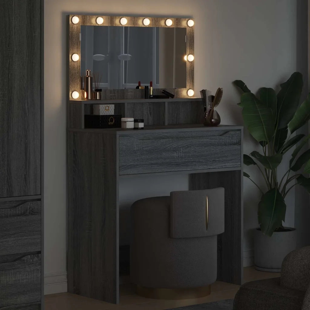 Toeletta | Tavoli da Trucco per Camera da Letto con cassetto Grigio Sonoma