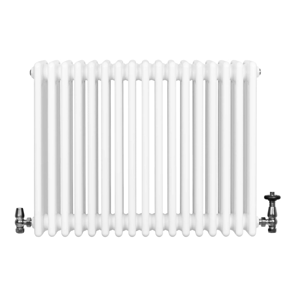 Radiatore Tradizionale 4 Colonne Orizzontale Riscaldamento Bianco & Valvole 600x785 mm