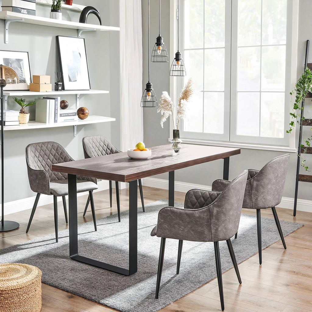SONGMICS Set di 2 Sedia da Pranzo, Poltroncina, Sedia Imbottita con Braccioli, Rivestimento in PU con Effetto Vintage, per Sala da Pranzo Soggiorno Camera da Letto, Grigio LDC085G02