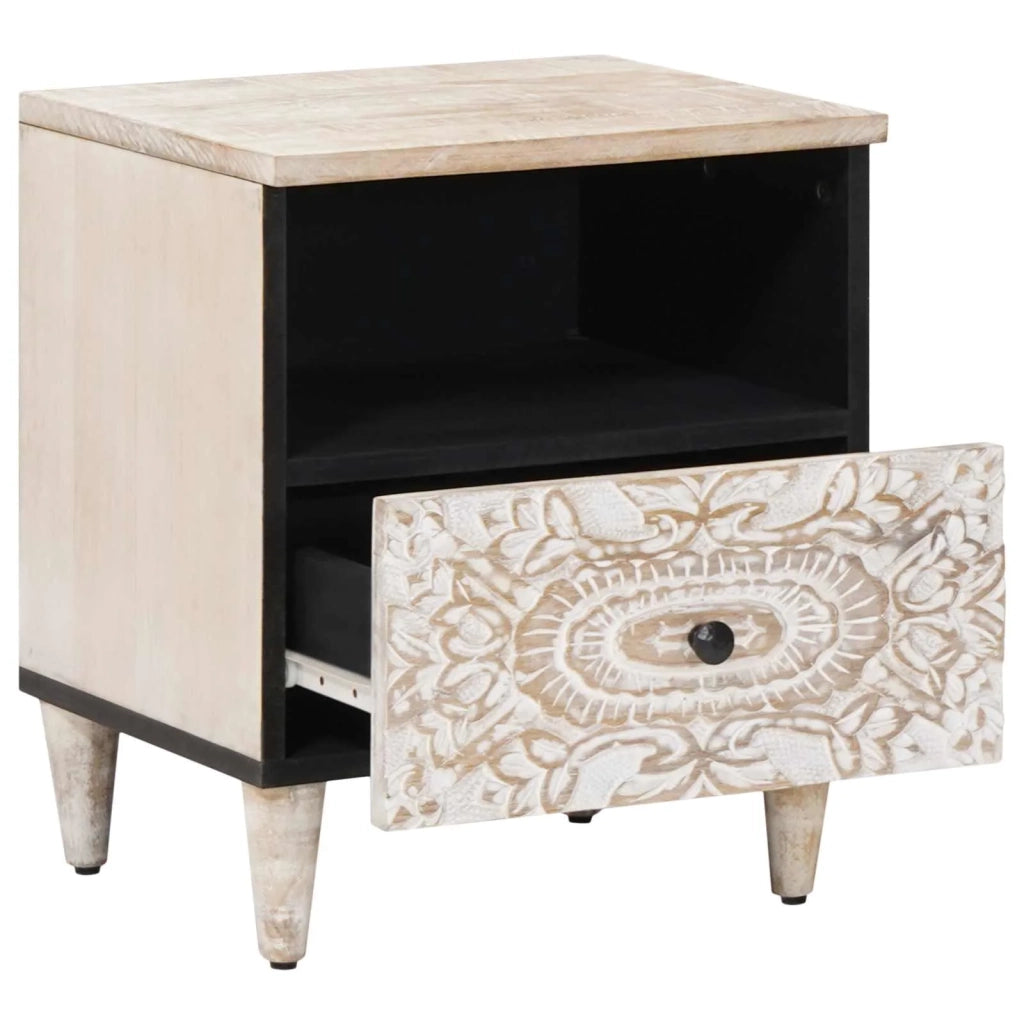 Mobiletto da Letto con cassetto Bianco 40 x 33 x 46 cm 4018374