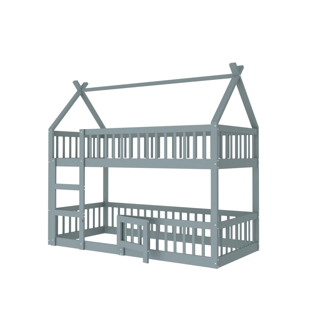 Letto a castello per bambini 90x200 cm con scala, grigio