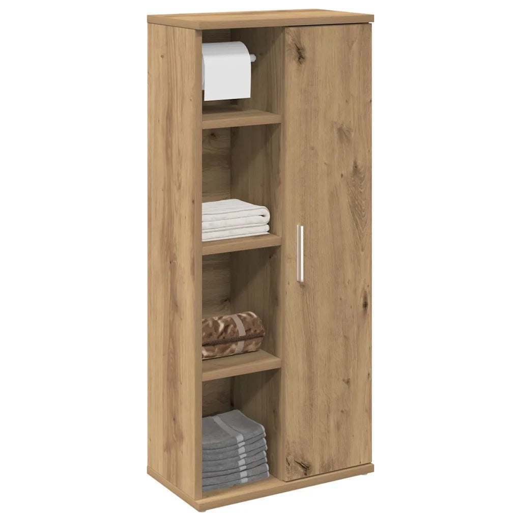 Mobile da Bagno con Portarotolo Rovere Artigianale 39x22x90 cm 858532