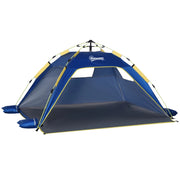 Easycomfort Tenda da Spiaggia Pop Up per 2 Persone con Finestre, in Fibra di Vetro e Poliestere, 220x173x120 cm, Blu Giallo