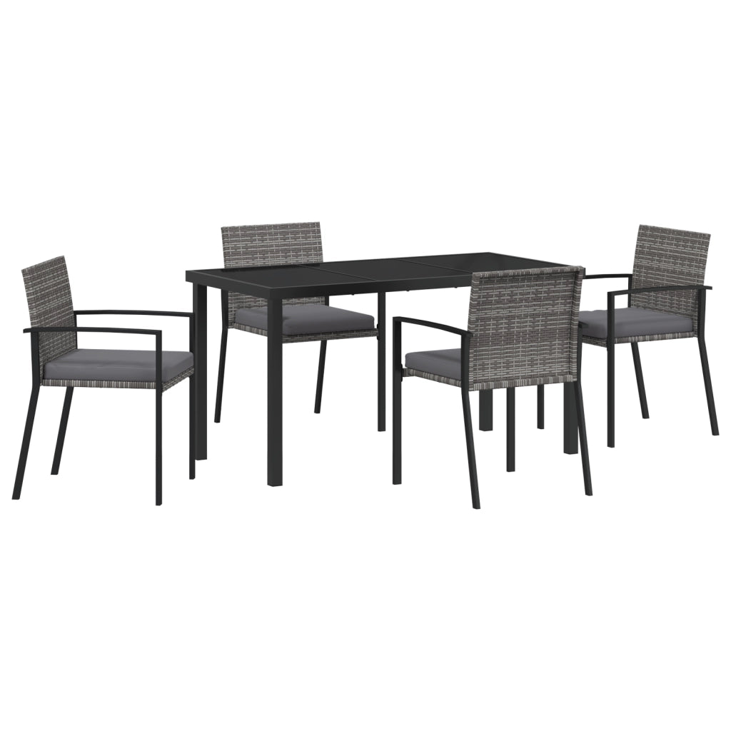 Set di Sedie da Pranzo Giardino Grigio Polyrattan