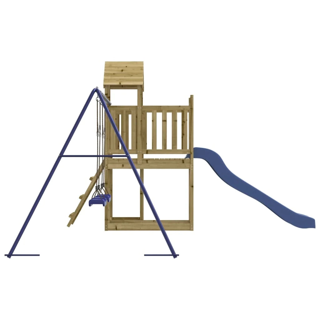 Altalene per parco giochi all'aperto scivolo altalene robuste giochi da giardino legno di pino impregnato 02_0004652