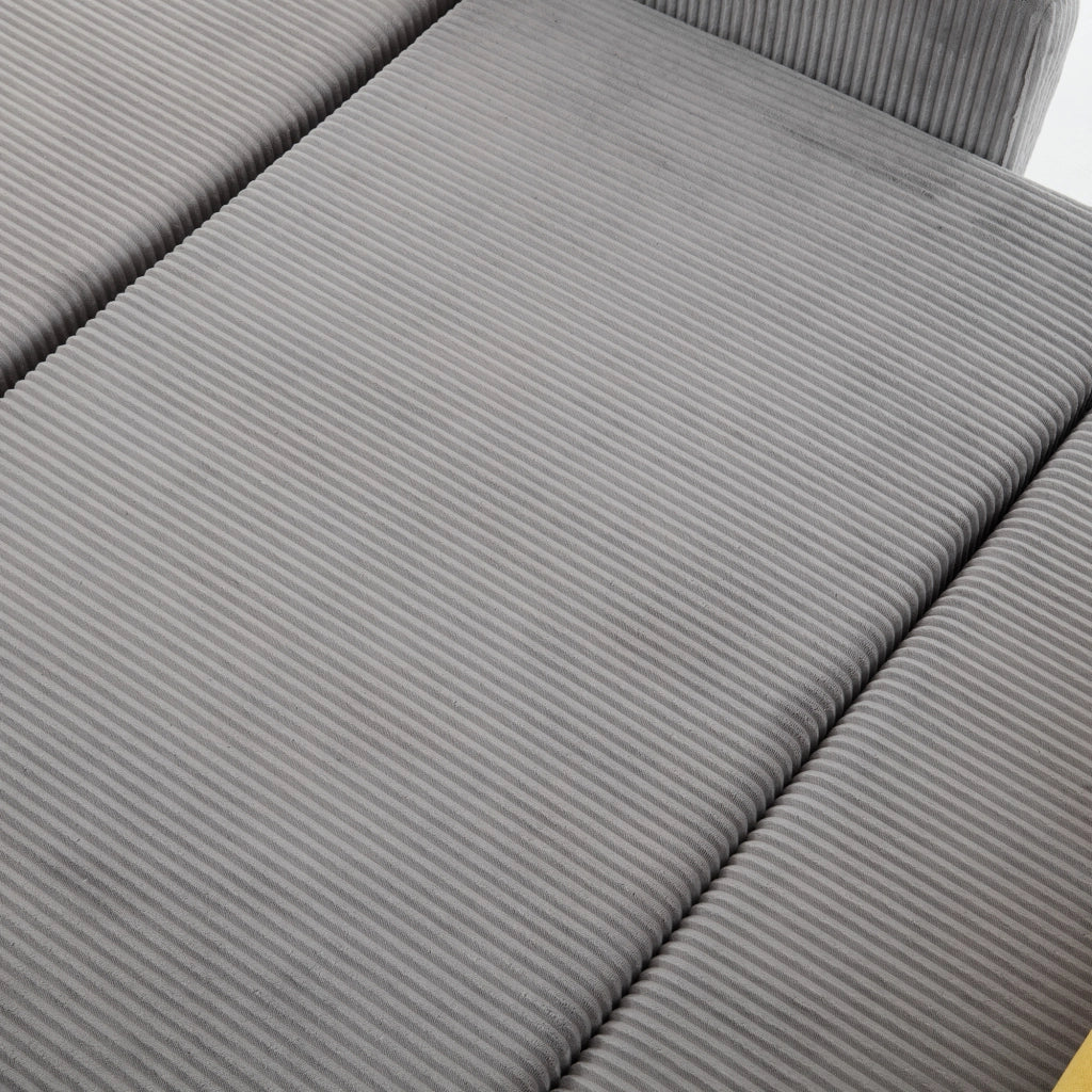 Divano convertibile modulare con schienale regolabile e 2 cuscini, in velluto a coste, grigio 133.5 × 77 × 85 cm