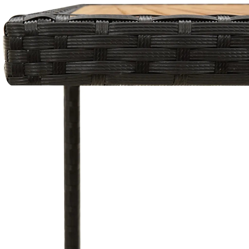 Tavolo Giardino Nero 109x107x74 cm Polyrattan e Massello Acacia 316790