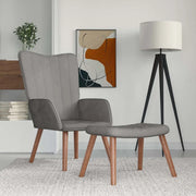 Divano Sedia-Poltrona Relax con Poggiapiedi Grigio Chiaro in Velluto 115237