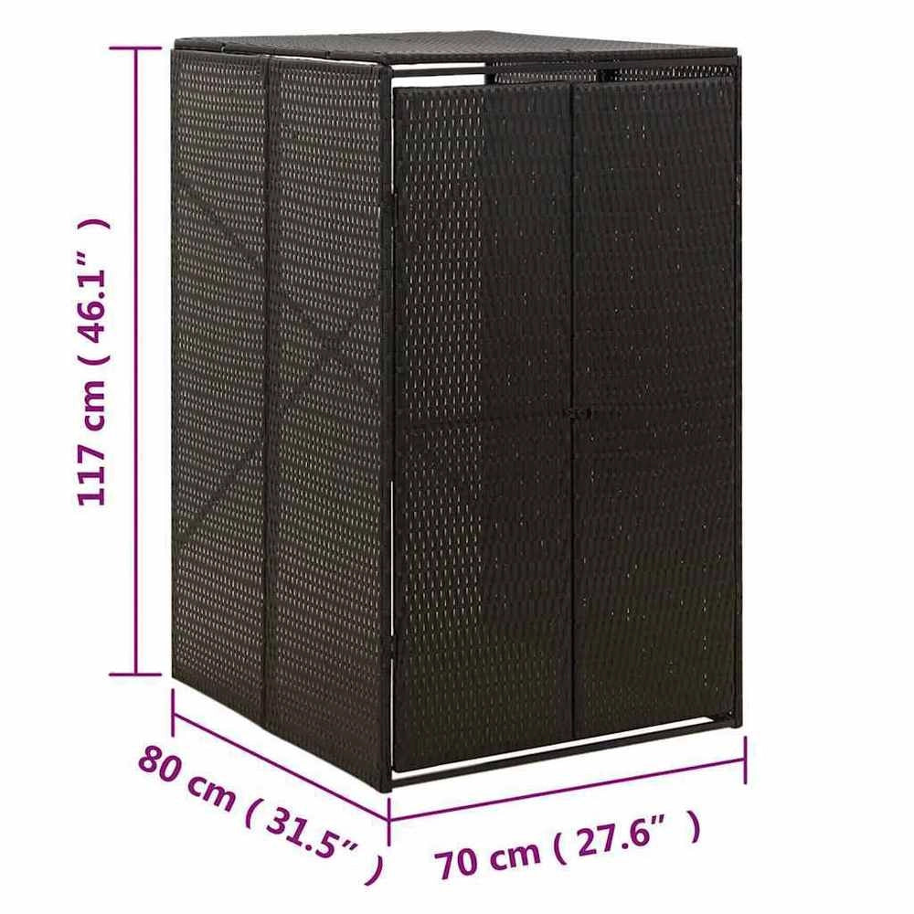 Bin Storage Unit For 1 Bin, Black, 70x80x117 Cm, Poly Rattan