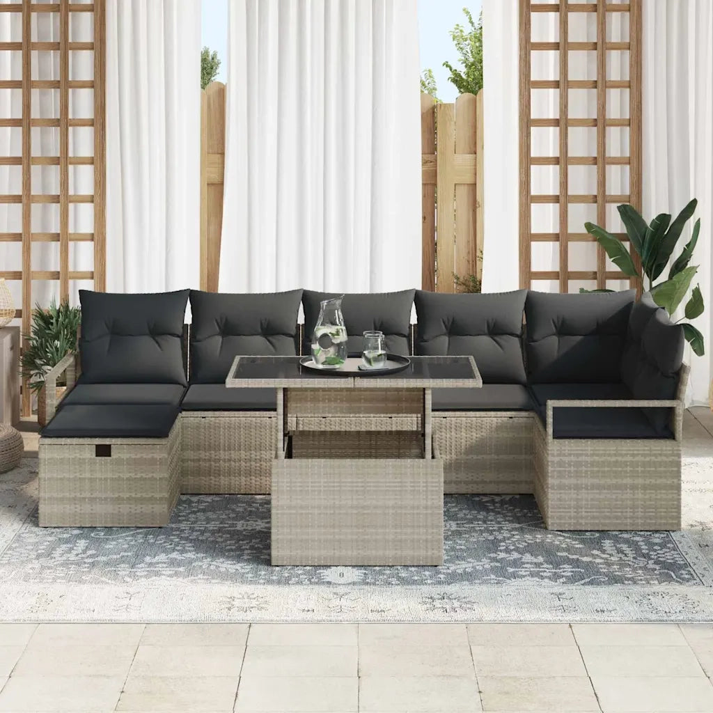 Set Divano da Giardino 8 pcs Grigio chiaro Poly Rattan 3359809