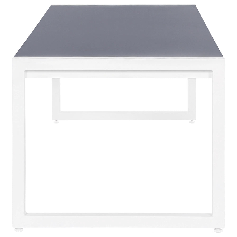 Tavolo da pranzo da giardino Piano in vetro alluminio grigio e bianco resistente agli agenti atmosferici