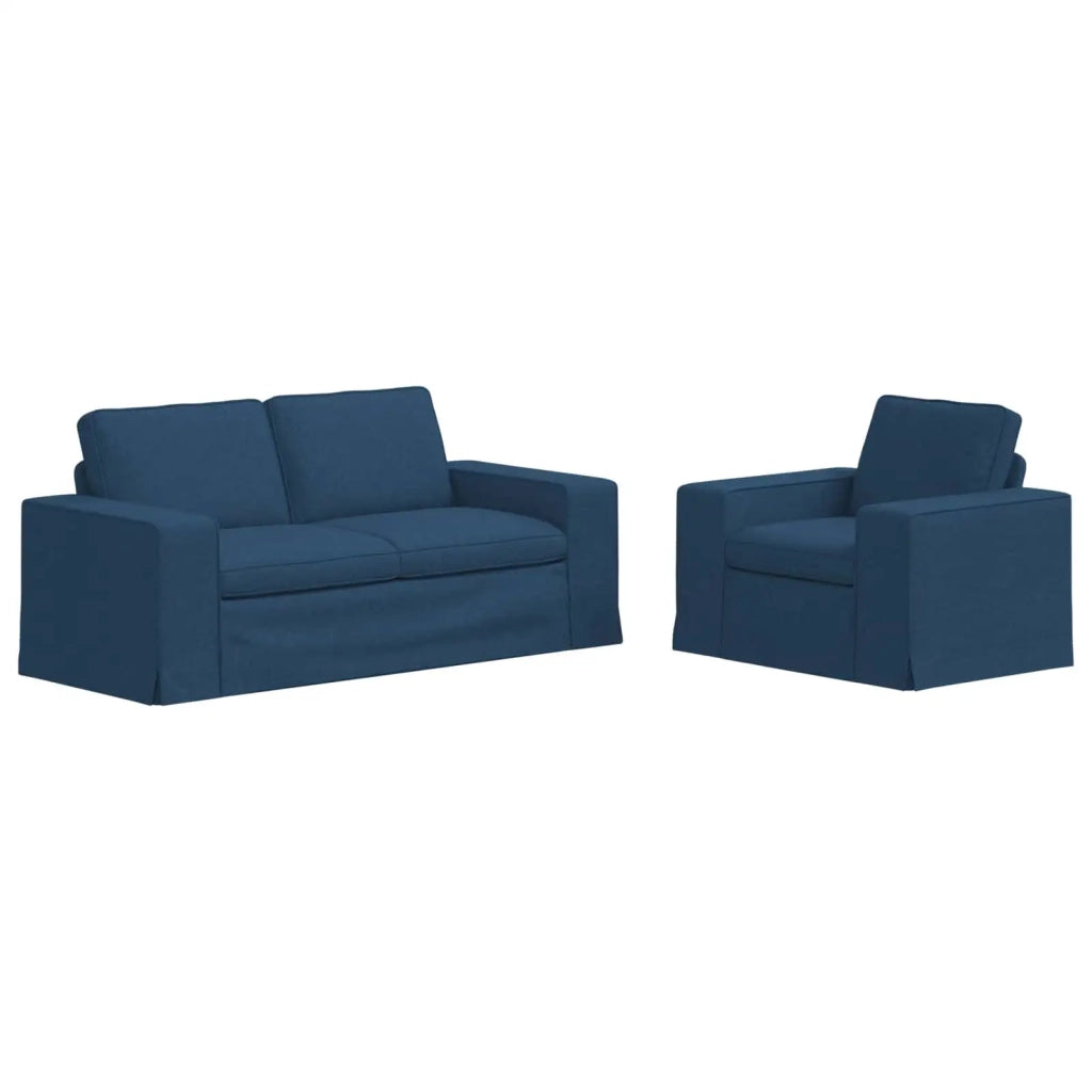 Set di divani 2 pcs Blu 182 x 80 x 82 cm Tessuto