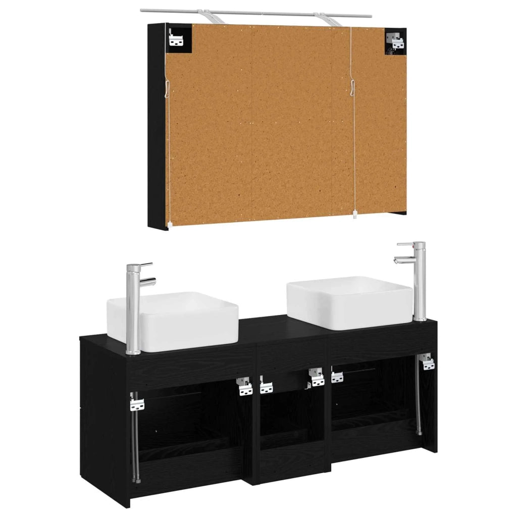 Set di mobili per il bagno 4 pcs Rovere Nero 3406776