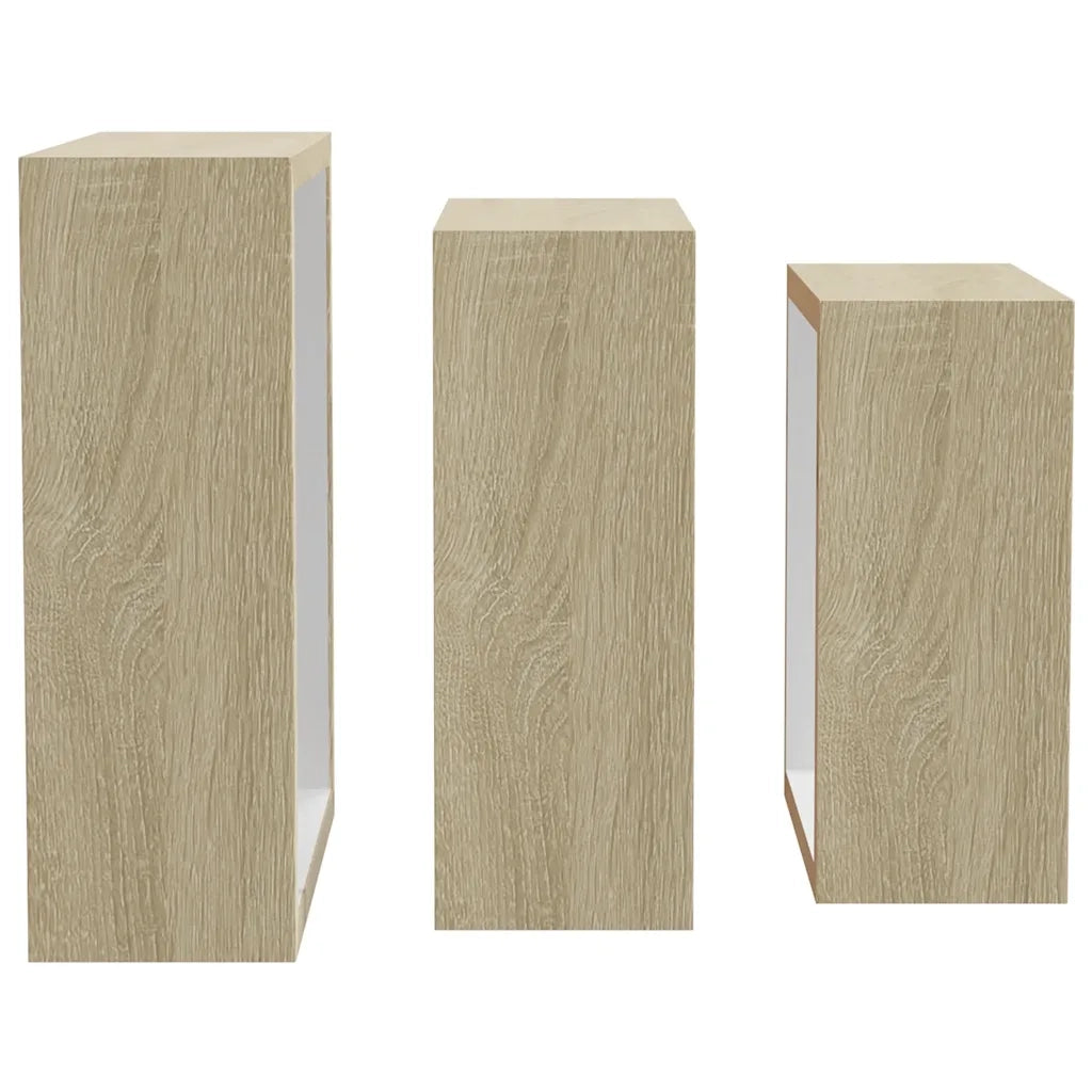 Mensole da Parete a Cubo 3 pz Bianco e Rovere Sonoma cod mxl 33001