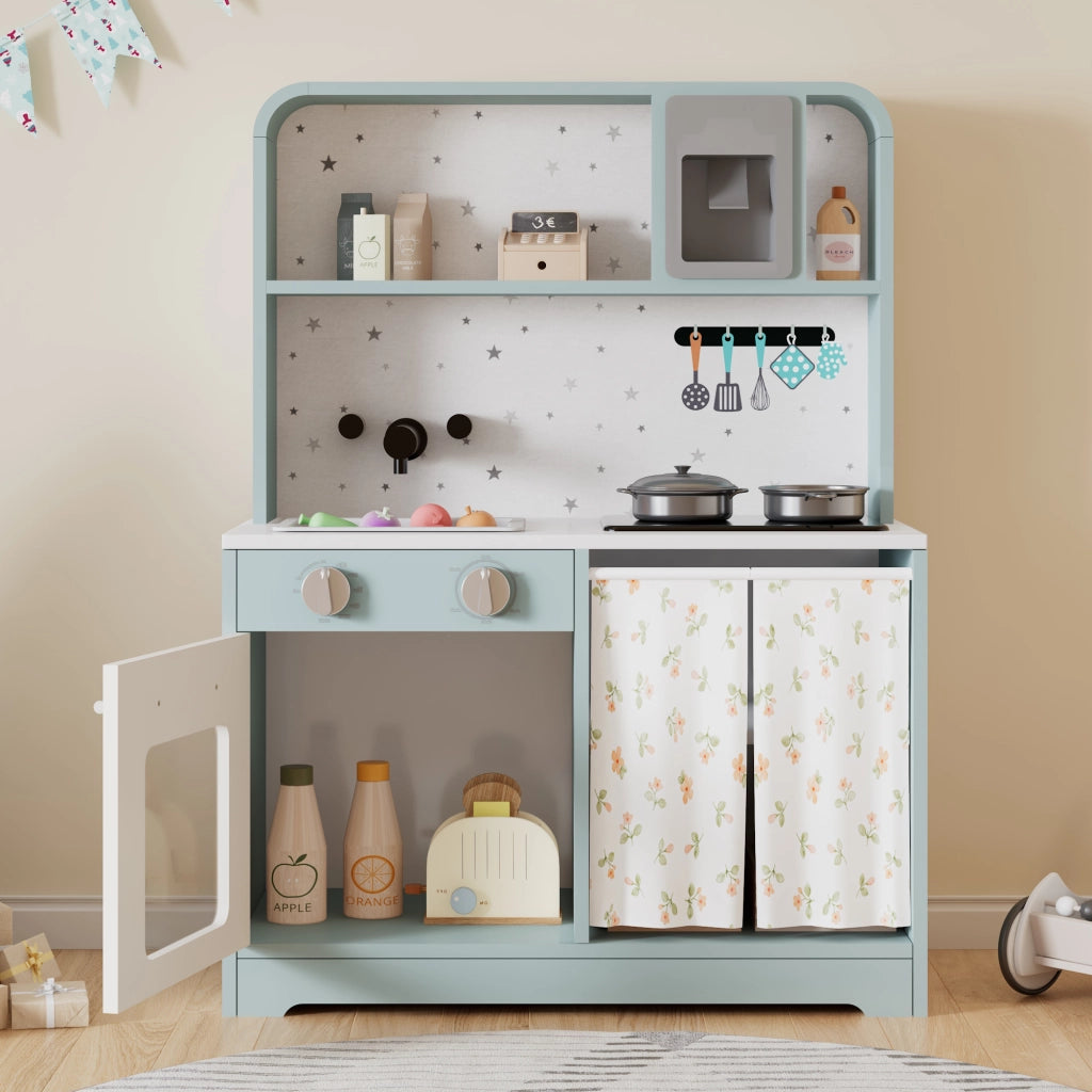 Cucina giocattolo per bambini ¨C Minimal ¨C Legno e plastica blu 29x60x81cm