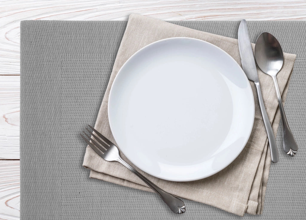 Set Tovagliette Americane Cucina Antiscivolo In Tinta Unita Lavabili - Set 4 - Grigio