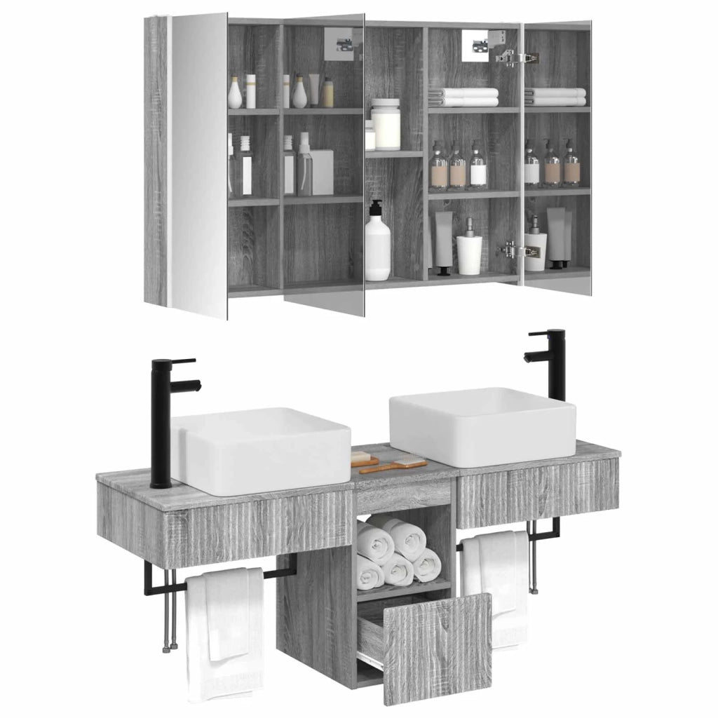 Set di Armadi da Bagno 4 pcs Sonoma grigio 103,5 x 15,5 x 70 cm 3406308