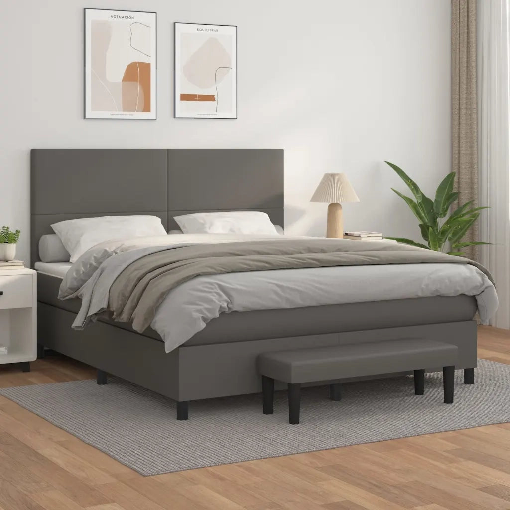 Giroletto a Molle con Materasso Grgio 180x200 cm in Similpelle 3137561