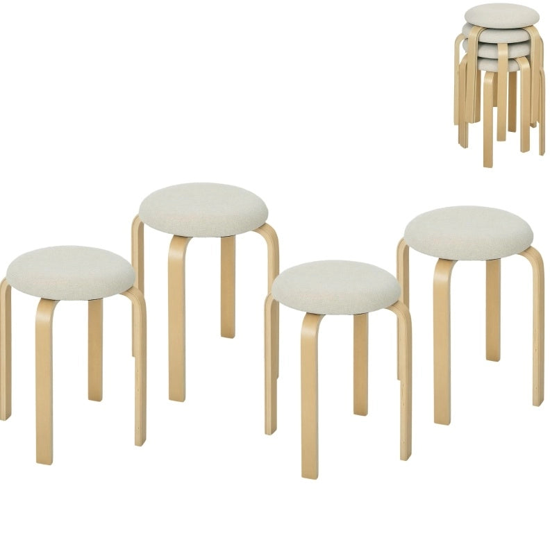Set di 4 sgabelli impilabili color crema