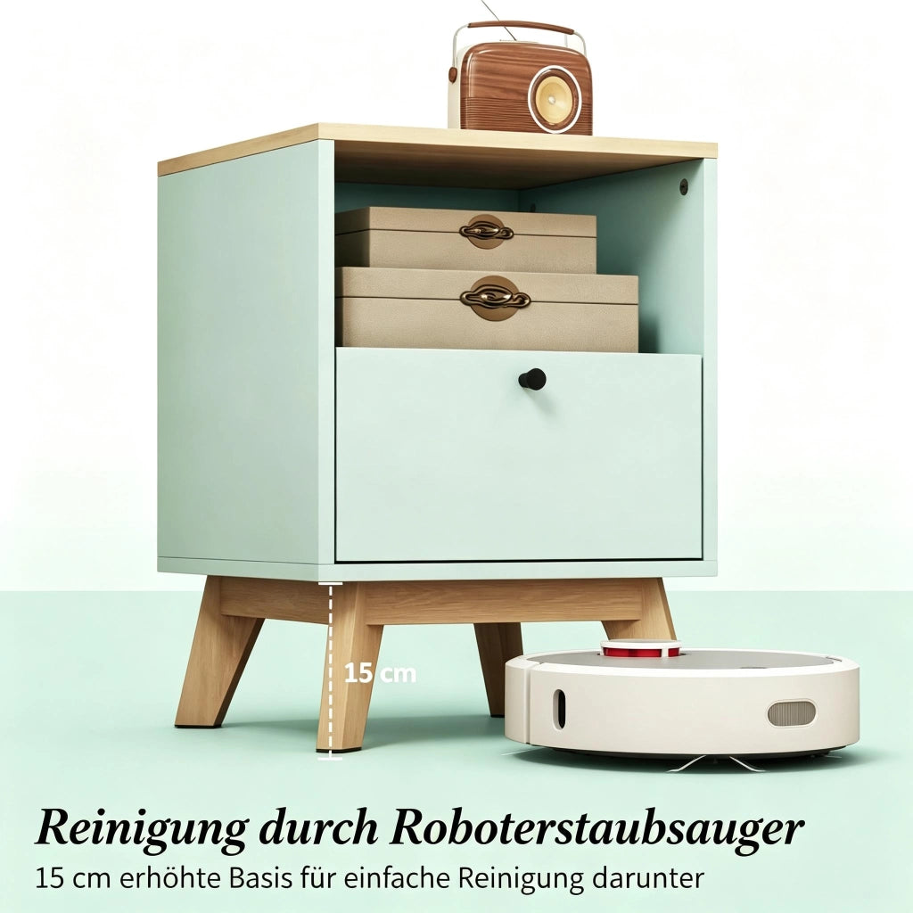 COMODINI Set da 2 pezzi con cassetto e vano aperto 40x40x55 cm MDF Verde Chiaro