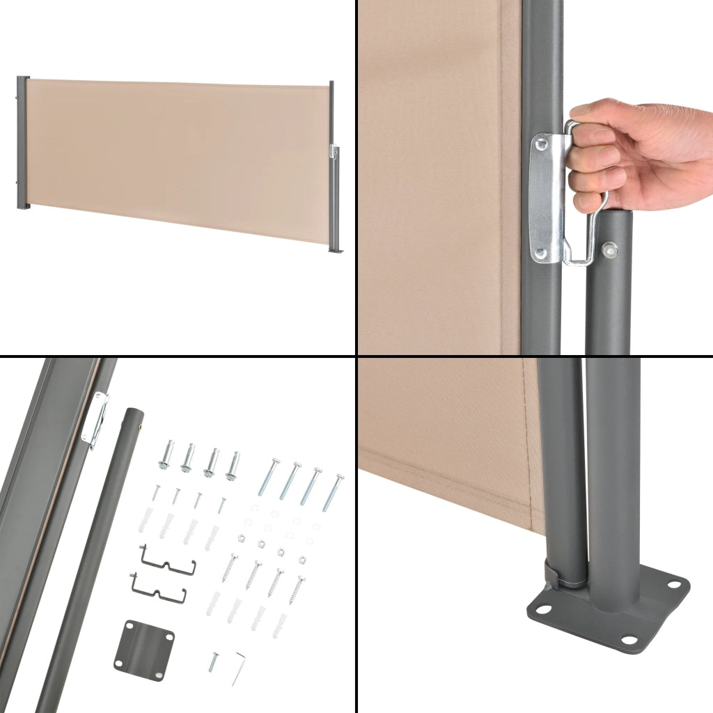 Tenda per balcone laterale acciaio poliestere 120 x 300 cm sabbia 03_0006572