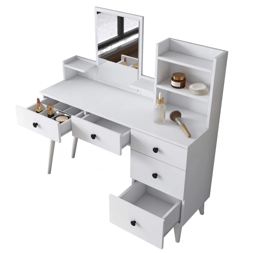 Mobile da Trucco Certaldo, Toeletta Specchio Incluso, 125x40x94h cm Bianco