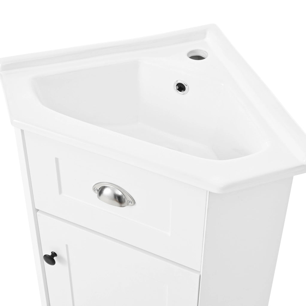 Mobile lavabo bagno freestanding con lavabo in ceramica, MDF, bianco