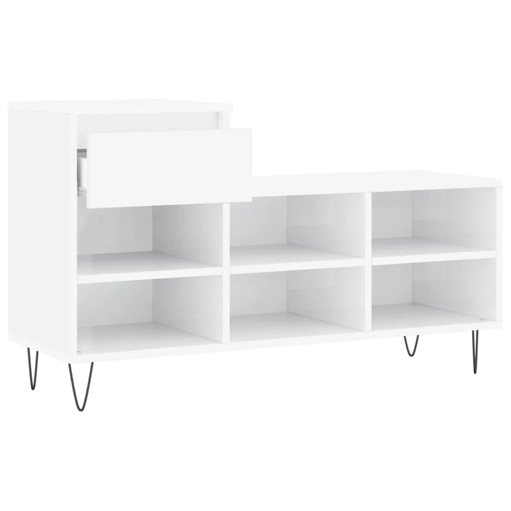 Scarpiera mobile contenitore per scarpe mobile contenitore per ingresso/corridoio/soggiorno finitura lucida 102 x 36 x 60 cm legno ingegnerizzato bianco 02_0021295