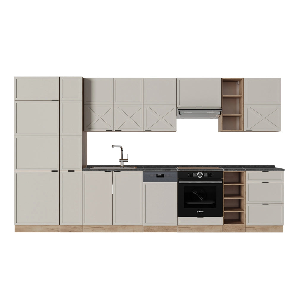 Cucina componibile Fame-Line GrigioBeige/Rovere dorato 355 cm, PL Antracite Vicco
