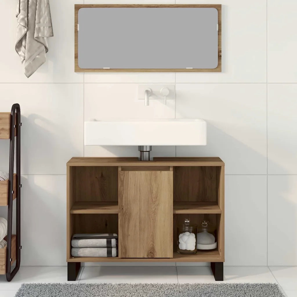 Mobile da Bagno con porta Rovere artigianale 80 x 33 x 60 cm 873899