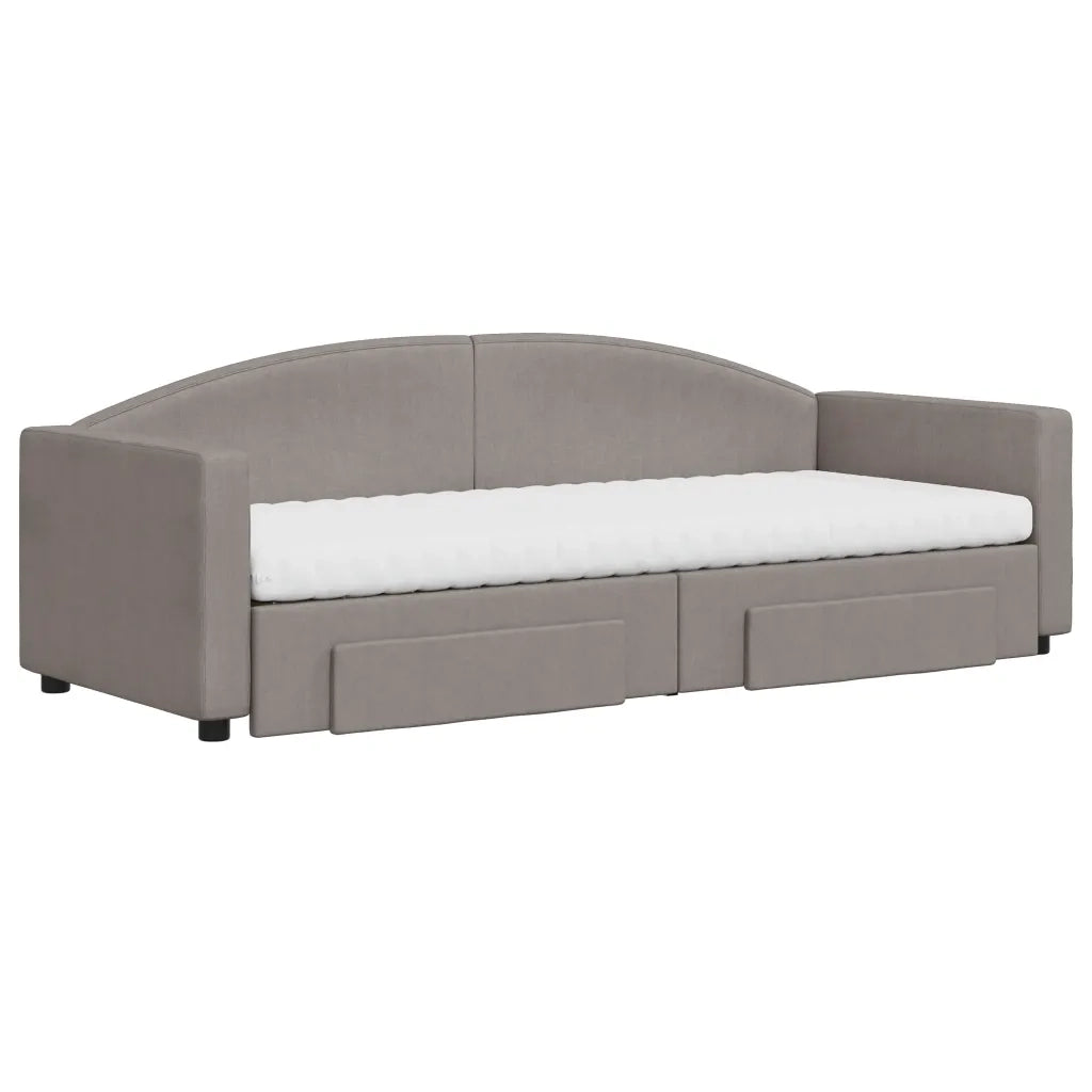Divano Letto Estraibile con Cassetti Tortora 80x200 cm Tessuto