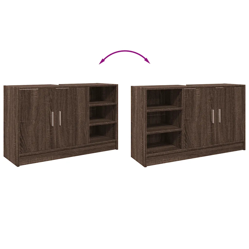 Mobile Lavabo-Armadietto da bagno Rovere Marrone 90x29x55 cm in Truciolare