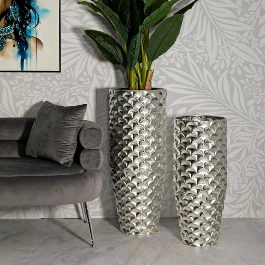 Set di 2 vasi Premezzo, Complemento d'arredo, Anfora, Accessorio d'arredo, 37x37 h92 cm, Argento