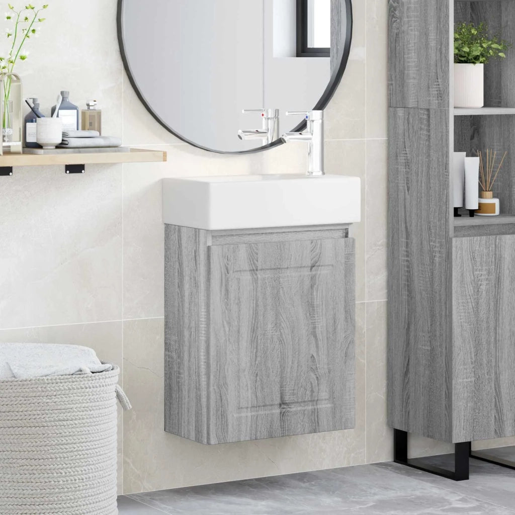 Mobile bagno con rubinetto Sonoma grigio 45,5 x 22,5 x 84 cm