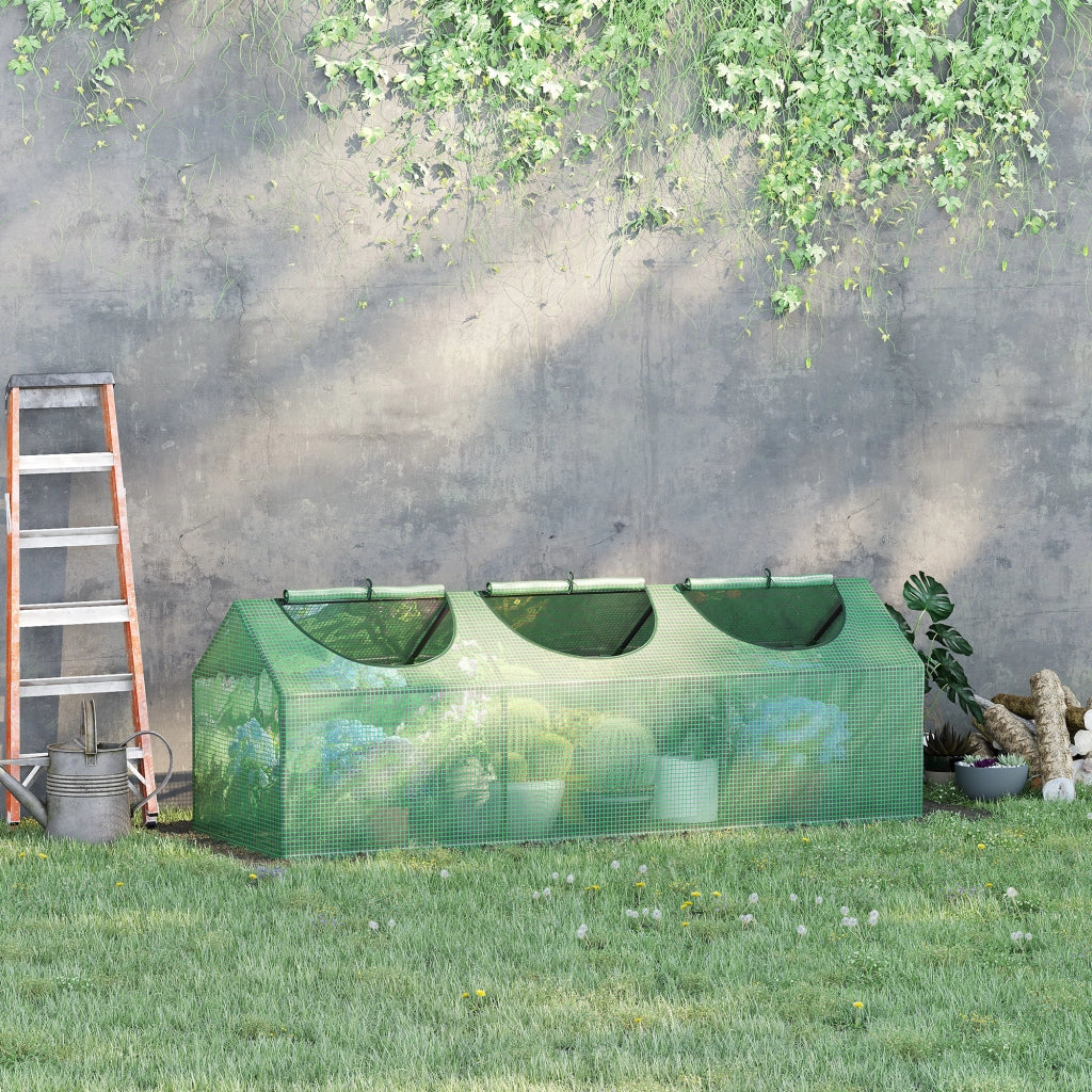 Mini serra da giardino con finestre apribili, copertura impermeabile e struttura in acciaio, 180x60x60 cm