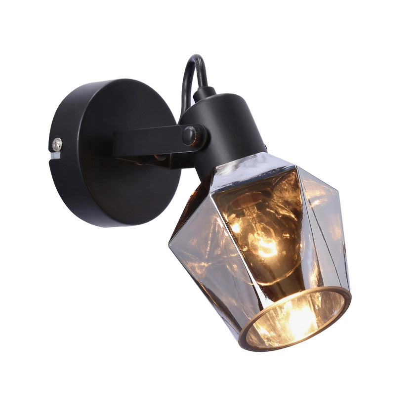 Applique da parete Candellux Randi nero vetro fumé E14 15W