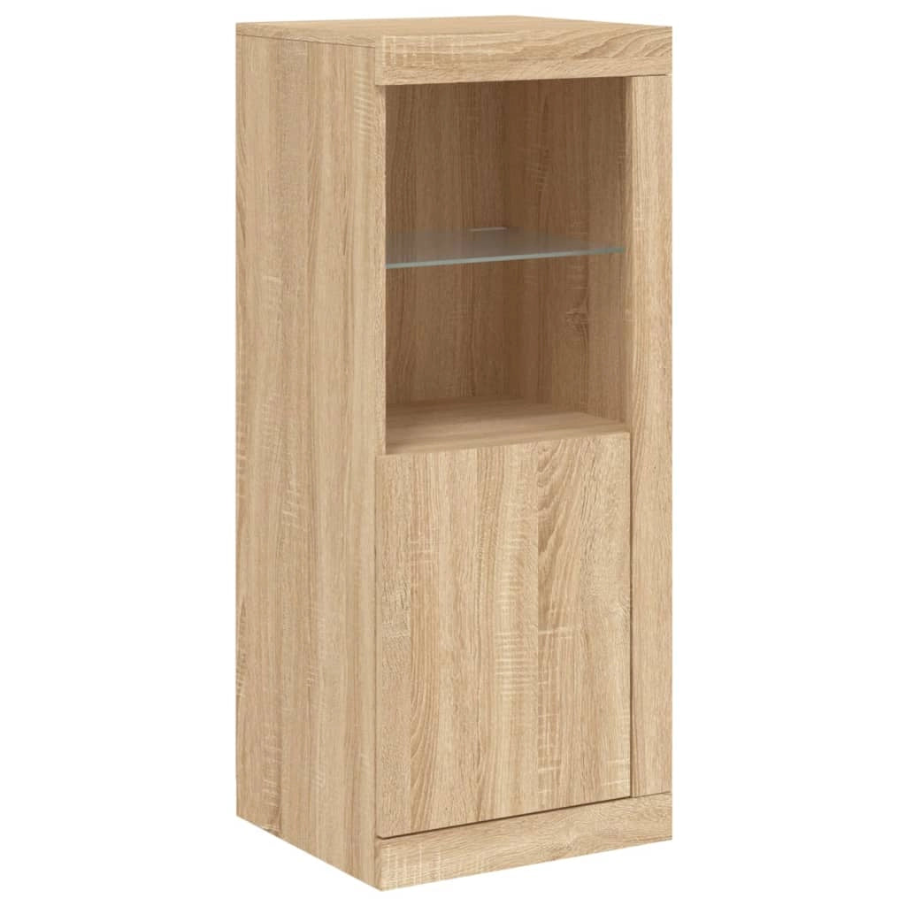 Buffet credenza cassettiera armadio mobile contenitore organizer per cucina soggiorno salotto con luci a LED 3 pezzi legno ingegnerizzato Sonoma marrone 02_0037213