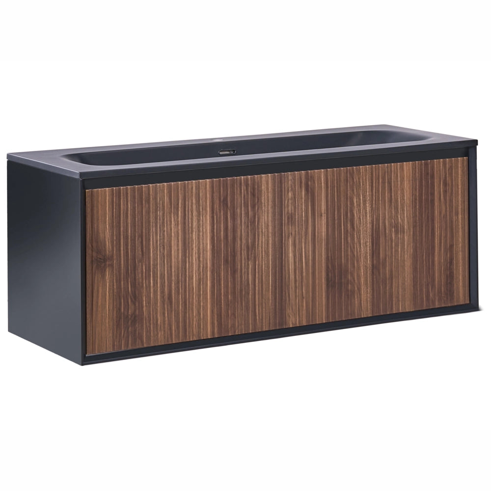 Mobile bagno sospeso con lavabo Frontale in MDF 1 cassetto 120 x 46 cm Marrone scuro