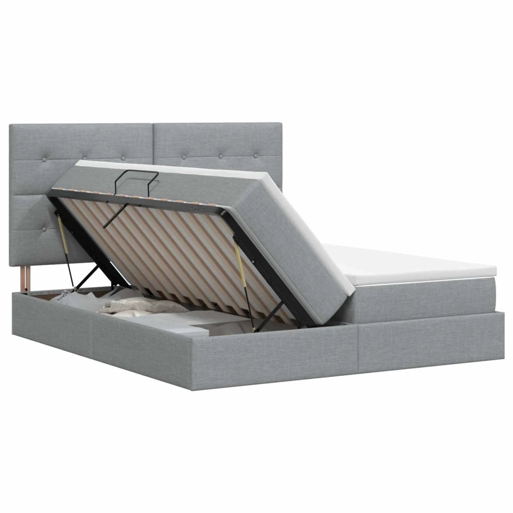 Letto con Contenitore Grigio Chiaro 200 x 200 cm Tessuto 3459795