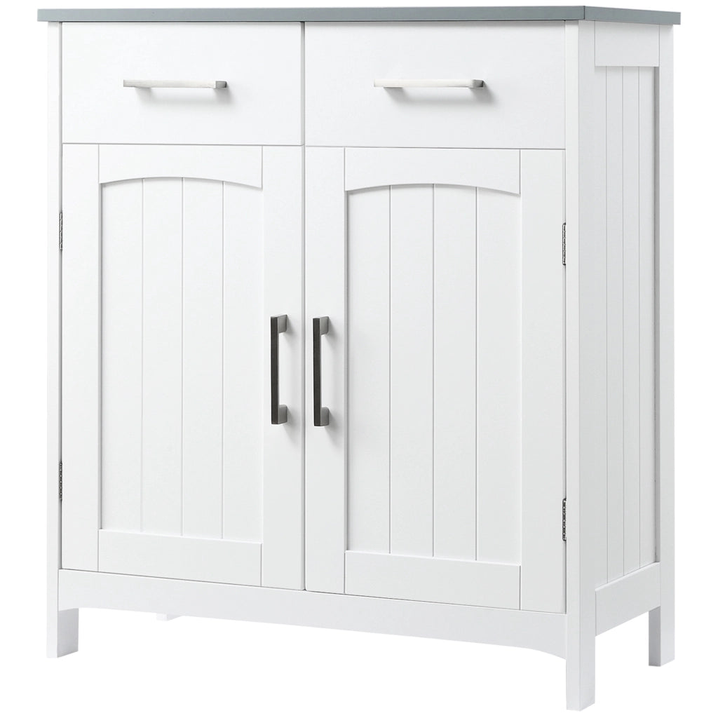 Mobile Bagno con Ante, Cassetti e Ripiano Regolabile ¨C Zephmum ¨C MDF Bianco 68x33x76