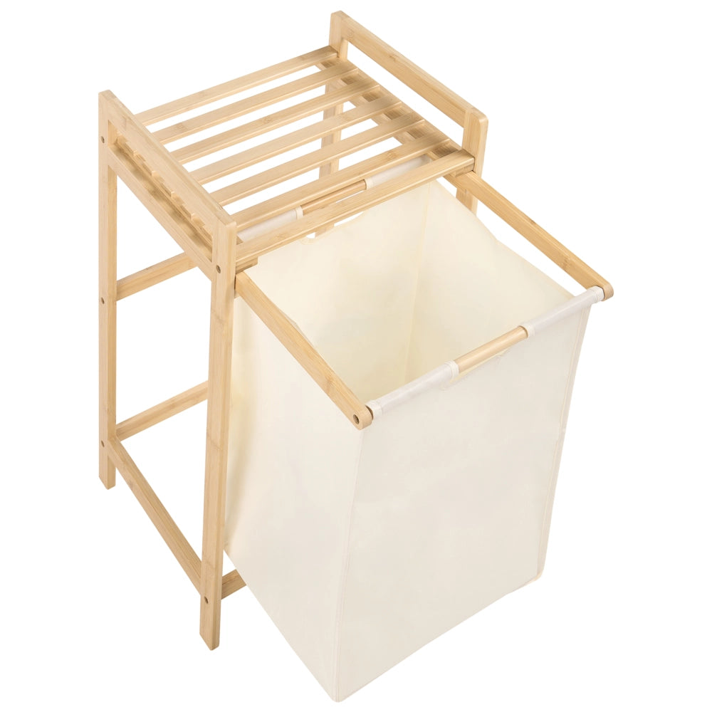 Set di 3 cesti per la biancheria con tasche laterali in tessuto beige marrone chiaro con tasche laterali aggiuntive in tessuto