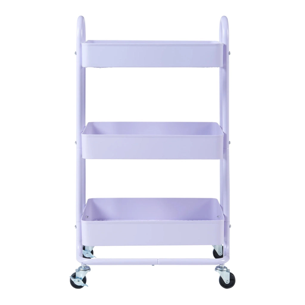 Carrello di servizio mobile contenitore per cucina/soggiorno con 3 cestelli 79 x 46 x 35 cm acciaio viola 03_0009233