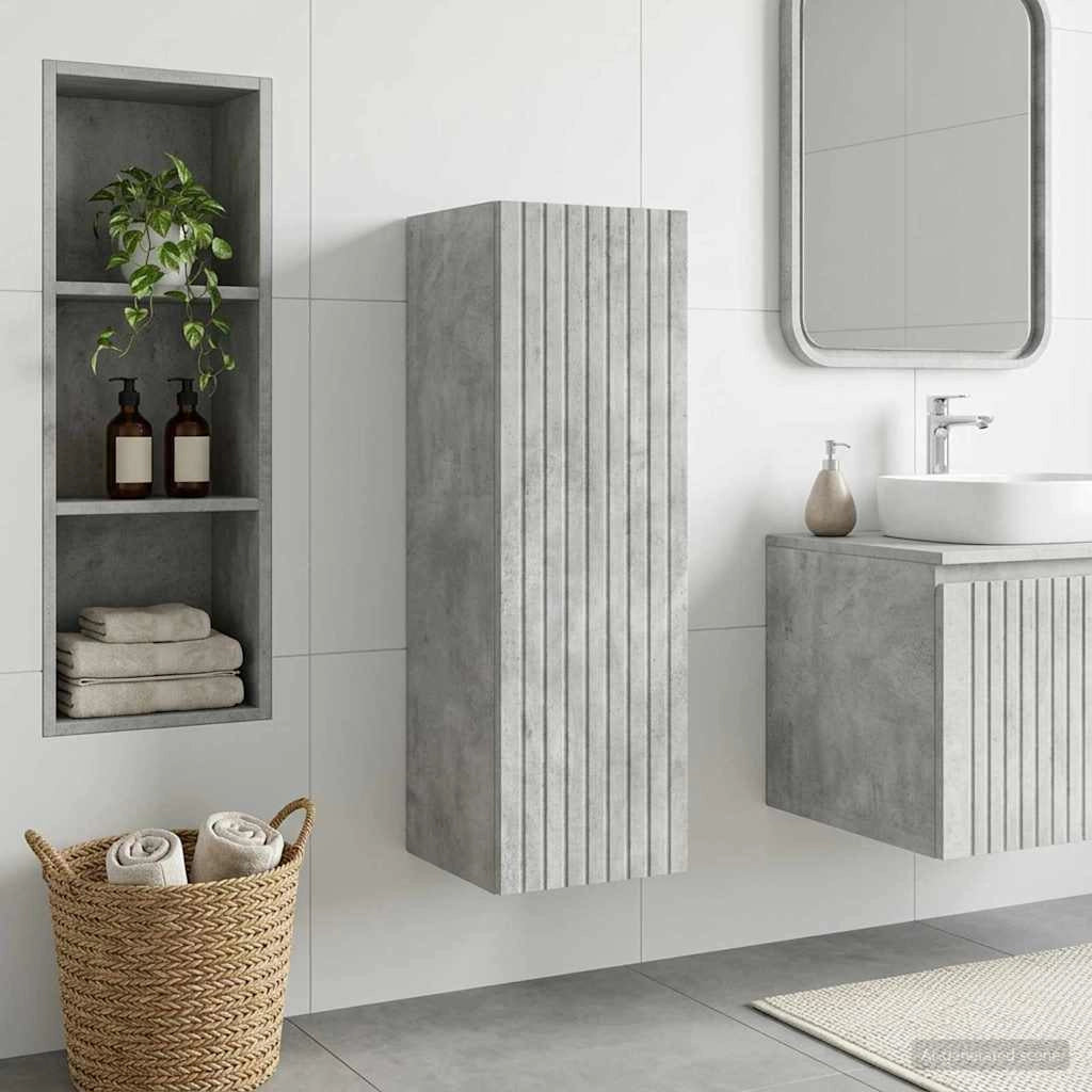 Mobiletto da Bagno a Muro Grigio Cemento 33 x 34,5 x 100 cm 890655