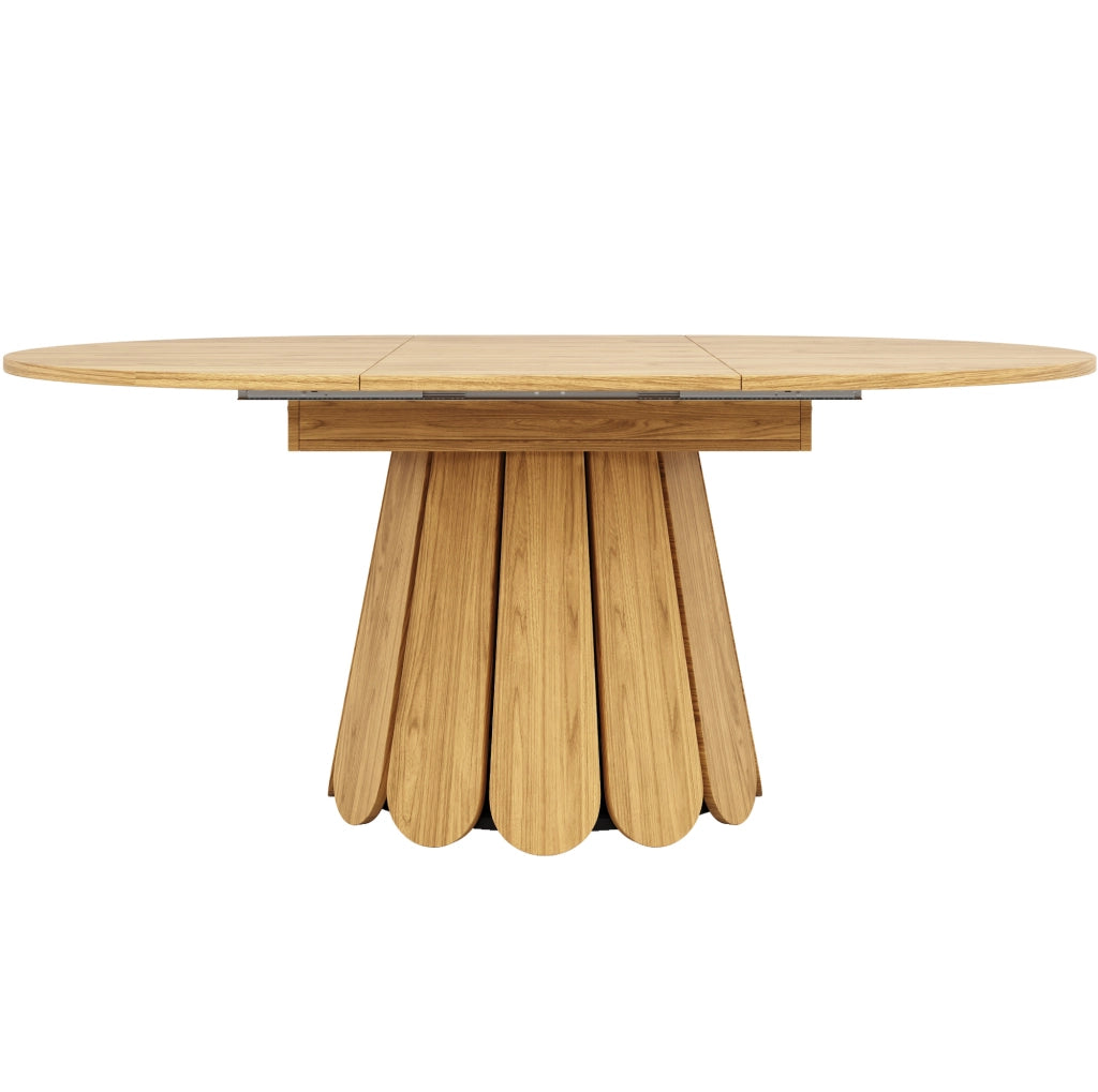 Tavolo da pranzo allungabile rotondo 118-158 cm; MDF; colore naturale