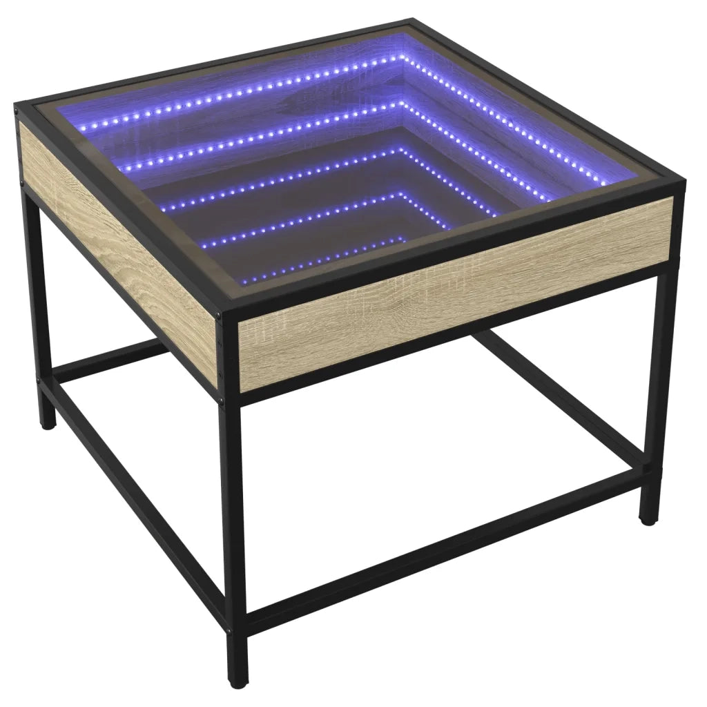 Tavolino da salotto | Tavolino da caff¨¨ | Tavolino da Soggiorno con LED Infinity Rovere Sonoma 50x50x41 cm