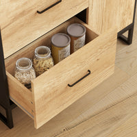 Credenza Moderna da Cucina 88x35x160 cm con 2 Cassetti 2 Ripiani e un Armadietto Legno e Nero