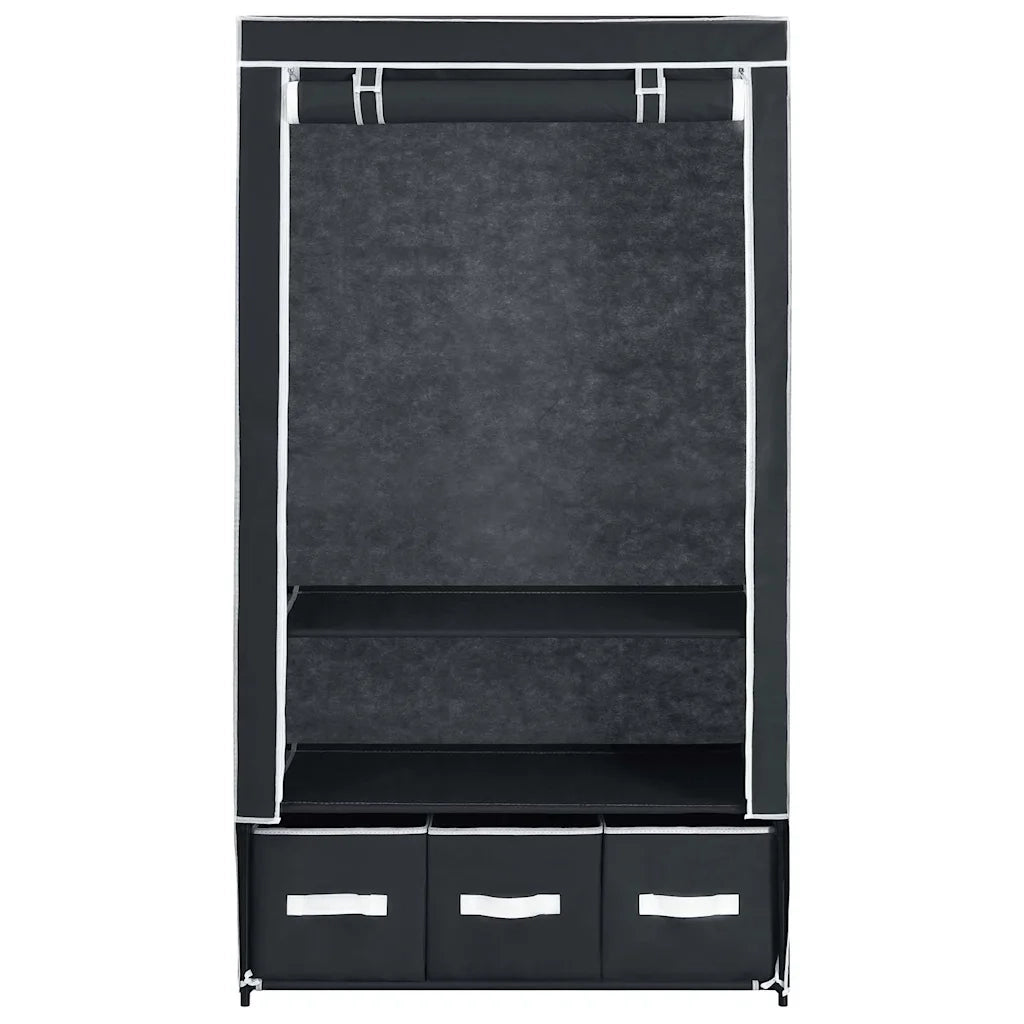 Armadio Nero 87x49x159 cm in Tessuto