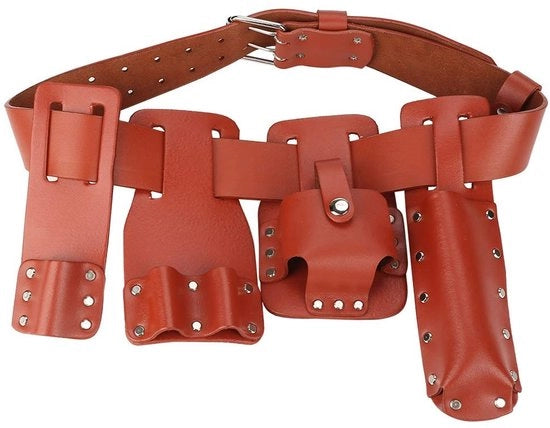 Tas da Gli Strumenti in Pelle Resistente - 4 Supporti Mobili per Strumenti - Disegno a Cintura - Comodo - Alta Qualità - Facile da Portare - Cintura per Strumenti