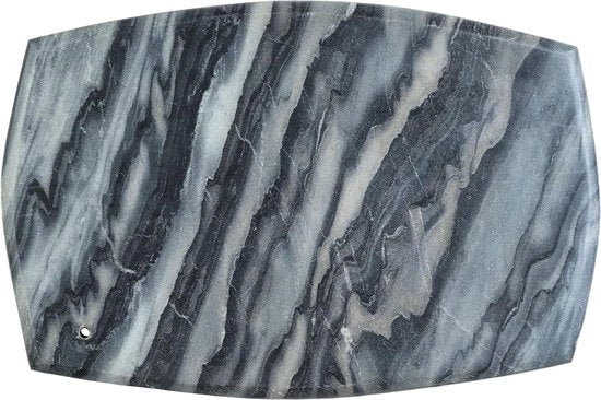 Piatto di Tagliere in Marmo Naturale Nero-Grigio Champagne - Piatto di Formaggio Stiloso - Per la Cucina di Casa - Amanti della Cucina Dimensioni Larghe - 30 x 20 x 1 CM